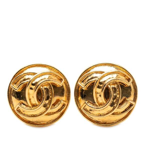 CHANEL Vintage Gold Logo Earrings